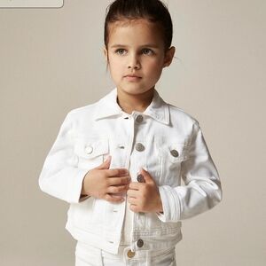 NWT CrewCuts Girls' cropped denim trucker jacket in white sz 4-5T